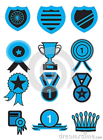 Award Medal Icon Set Vector Illustration