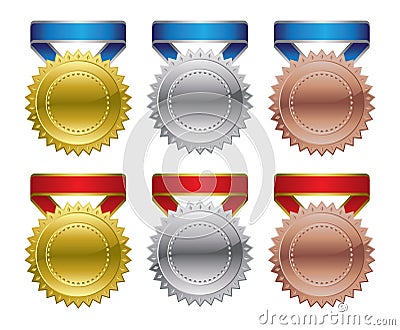 Award medals - gold, silver, bronze Vector Illustration