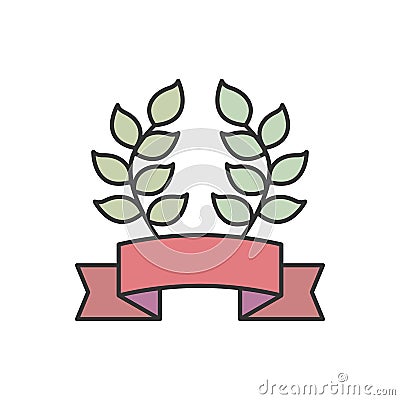 Award, ribbon, leaflets icon. Simple outline colored vector of award icons for ui and ux, website or mobile application Stock Photo