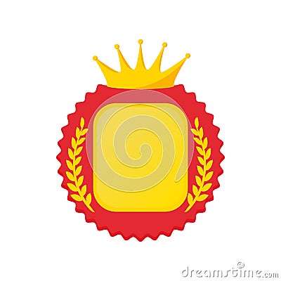 Award rosette with crown and laurel icon Stock Photo