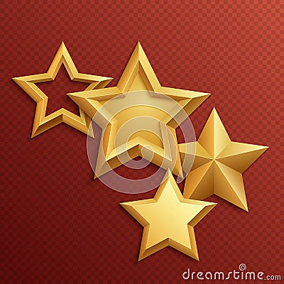 Award shiny metal golden stars Vector Illustration