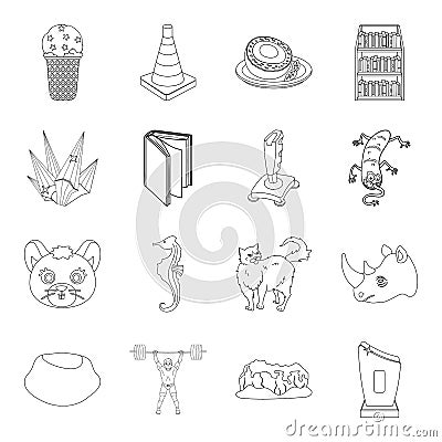 Award, sport, animal and other web icon in outline style. education, medicine, cooking icons in set collection. Vector Illustration