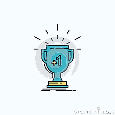 award, trophy, win, prize, first Flat Icon. green and Yellow sign and symbols for website and Mobile appliation. vector Vector Illustration