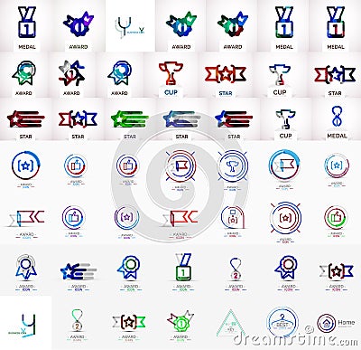 Award vector mega icon set Vector Illustration