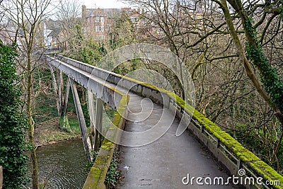 Award winning Grade I listed Kingsgate Footbridge over the River Wear in the city of Durham, UK. Editorial Stock Photo