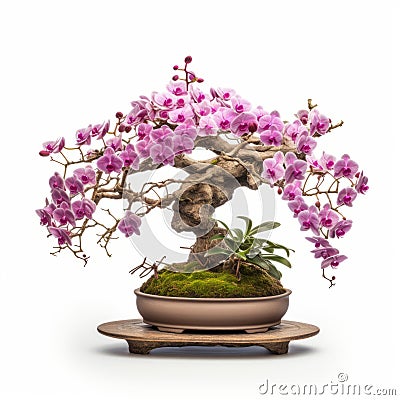 Award-winning Orchid Tree: A Stunning Symmetrical Arrangement In Traditional Japanese Style Stock Photo