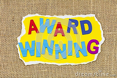 Award winning success champion business contest achievement trophy artistic competition Stock Photo