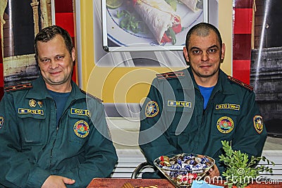 Awarding the best employees of the emergencies Ministry of Belarus in the Gomel region. Editorial Stock Photo