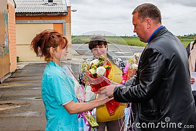 Awarding the best workers of the agricultural industry in the Gomel region of the Republic of Belarus. Editorial Stock Photo