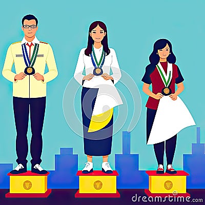 Awarding the Champion of Competition.Generative Ai Stock Photo