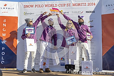 Awards ceremony at the Snow Polo World Cup St.Moritz 2024 finals Editorial Stock Photo