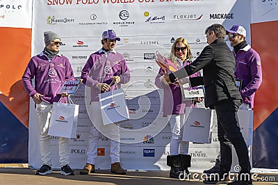 Awards ceremony at the Snow Polo World Cup St.Moritz 2024 finals Editorial Stock Photo