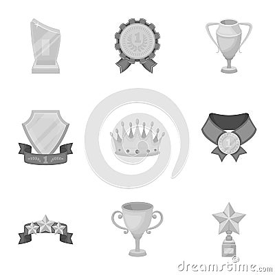 Awards, gold medals and cups as prizes in competitions and competitions. Awards and trophies icon in set collection on Vector Illustration