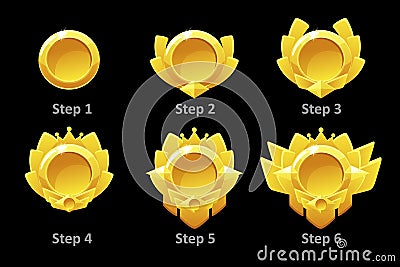 Awards medals for Gui Game. Vector golden template award in different versions Vector Illustration