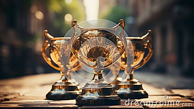 Awards podium on stage. Generative AI. Stock Photo