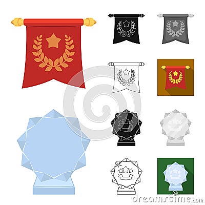 Awards and trophies cartoon,black,flat,monochrome,outline icons in set collection for design.Reward and achievement Vector Illustration