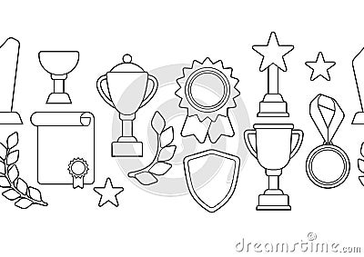 Awards and trophy pattern. Reward items for sports or corporate competitions. Vector Illustration