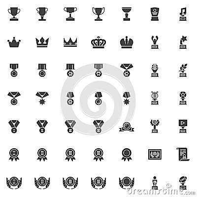 Awards trophy vector icons set Vector Illustration