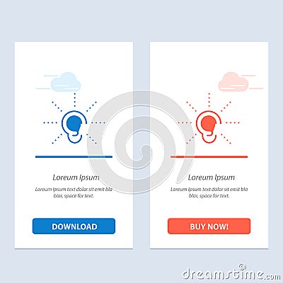 Awareness, Ear, Hear, Hearing, Listen Blue and Red Download and Buy Now web Widget Card Template Vector Illustration