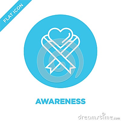 awareness icon vector from charity elements collection. Thin line awareness outline icon vector illustration. Linear symbol for Vector Illustration