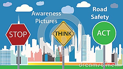 Awareness photo illustration - road safety message - children education poster Cartoon Illustration