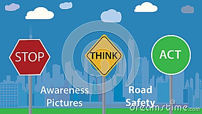 Awareness photo vector illustration - road safety message - children education poster Vector Illustration