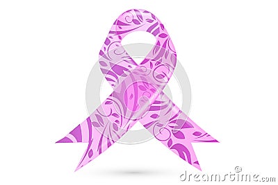 Pink Breast Cancer Ribbon logo Vector Illustration