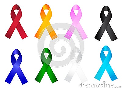 Awareness ribbon collection Vector Illustration