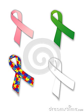 Awareness Ribbons. Stock Photo