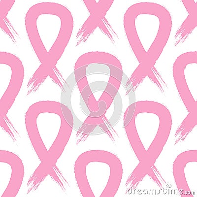 Awareness ribbons seamless pattern. Sketch, grunge, graffiti, paint, brush. Vector Illustration