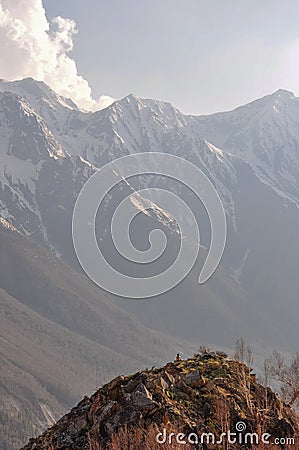 Awe Inspiring Grandeur, Meditation, Sangla Valley, India Stock Photo