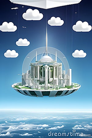 Floating civilization in the sky generated by ai Stock Photo