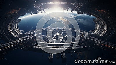 An awe-inspiring view of a space station orbiting Earth Stock Photo