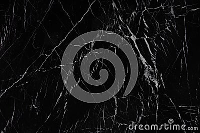 Awesome background of black natural stone marble with a white pattern called Nero Marquina or Black Majesty Stock Photo