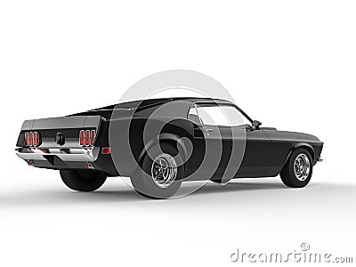 Awesome black muscle car - left side view Stock Photo