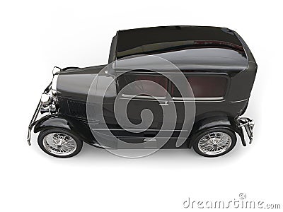 Awesome black vintage car - top down side view Stock Photo