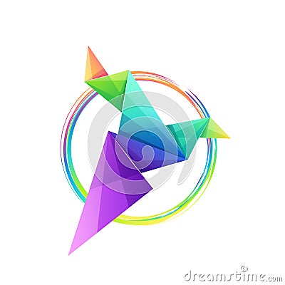 Awesome colorful origami bird logo design Stock Photo