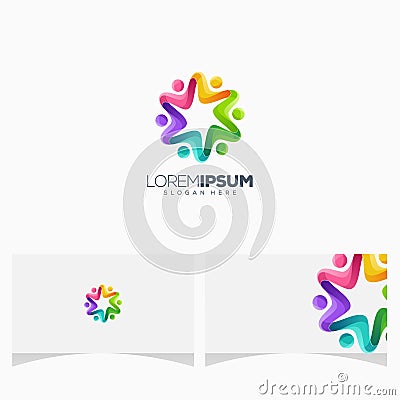 Awesome colorful people logo design Print Stock Photo