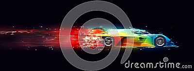 Awesome colorful super fast race car - cosmic trails effect Stock Photo