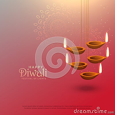 Awesome diwali hanging lamps festival background design Vector Illustration