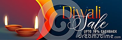 Awesome diwali sale banner design background Vector Illustration