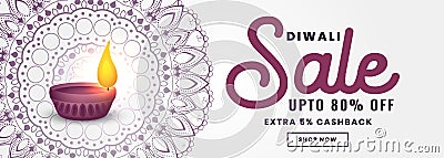 Awesome diwali sale and discount banner design Vector Illustration