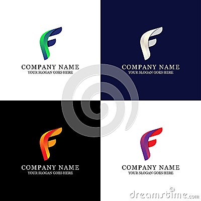 Awesome F Letter Logo Design - Modern Initial Vector for Gradient color Vector Illustration