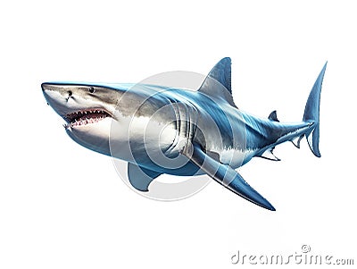 awesome great white shark isolated on white background Stock Photo