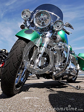 Awesome green motor bike Editorial Stock Photo