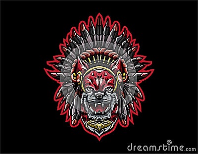 Awesome illustration wolf apache logo esport mascot art ghrapic design vector Cartoon Illustration