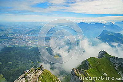 Awesome landscape over Mount Pilatus Editorial Stock Photo