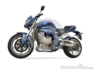 Awesome metallic blue modern motorcycle Stock Photo