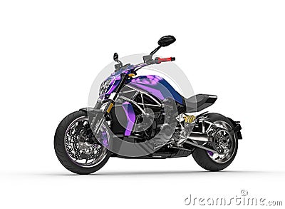 Awesome metallic violet modern chopper motorcycle Stock Photo