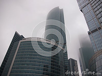 Awesome modern glass skyscrapers in the Business center Editorial Stock Photo